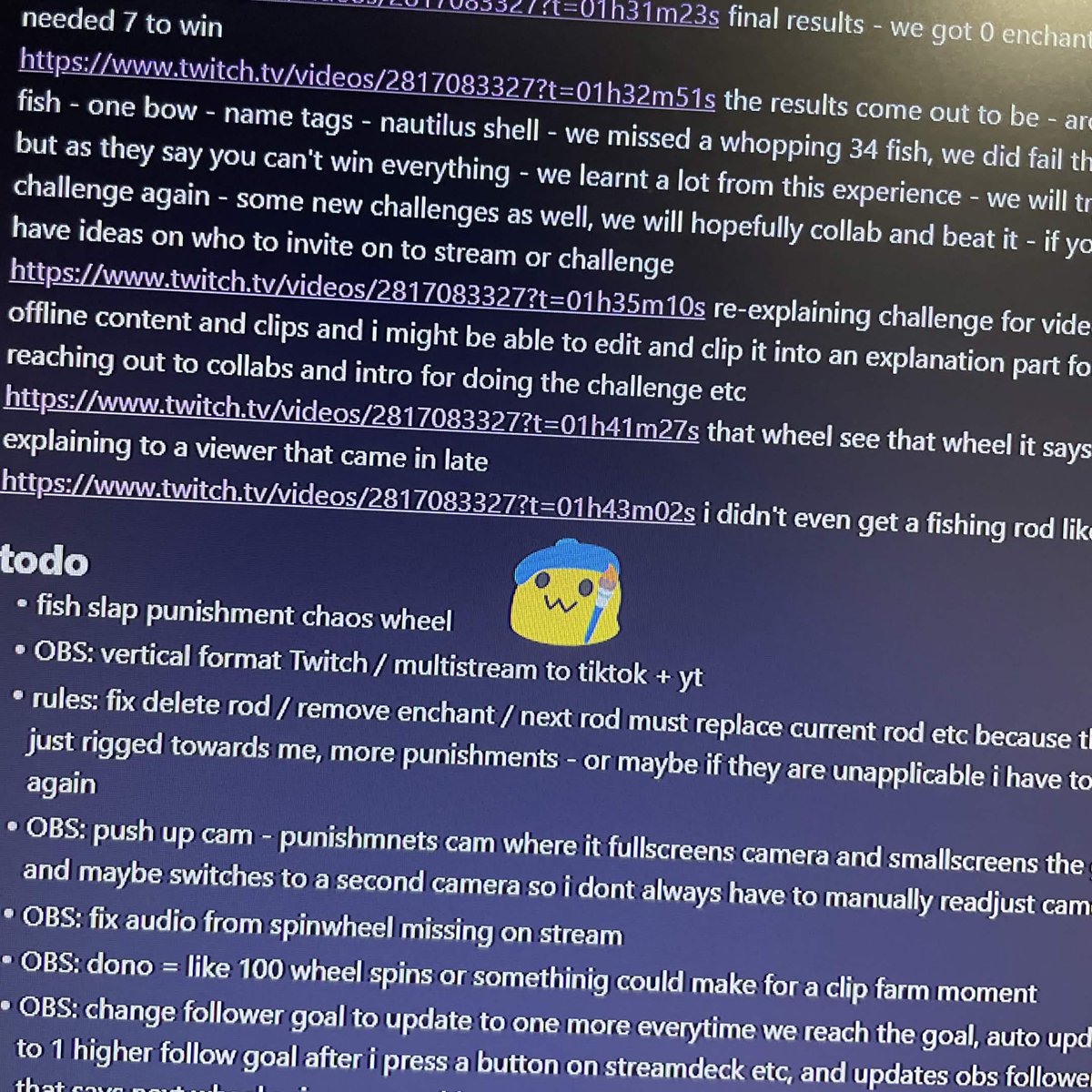 tdubsyaps's tweet photo. offline shorts content is coming to the tdubs channel - it'll be the fishing challenge stuff 🎬

also Day #2 of Minecraft Chaos Wheel Fishing Challenge 🎣 might happen :))

lots of new ideas to make it more fun as well 😇 https://t.co/IlCvXLjnXD