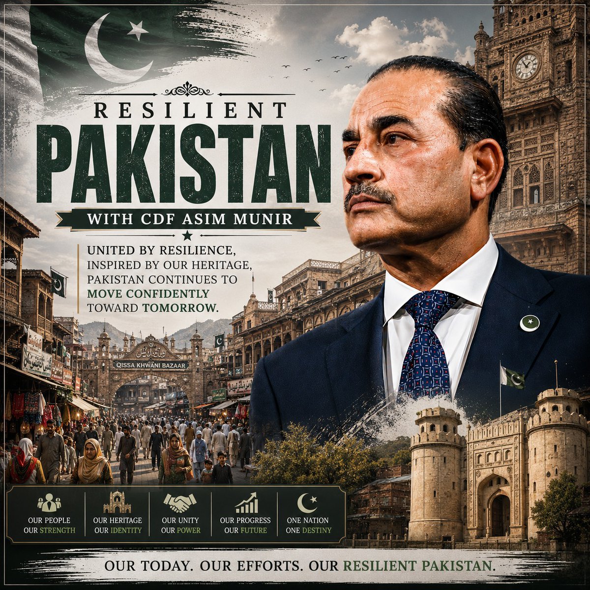 Watansepyar's tweet photo. Under CDF General Asim Munir, Pakistan follows a zero-tolerance policy against extremist networks.  
Internal stability = foundation for national growth.  #ResilientPakistanWithCDF
#PakistanAgainstTerrorism https://t.co/JzRmOdbBEK