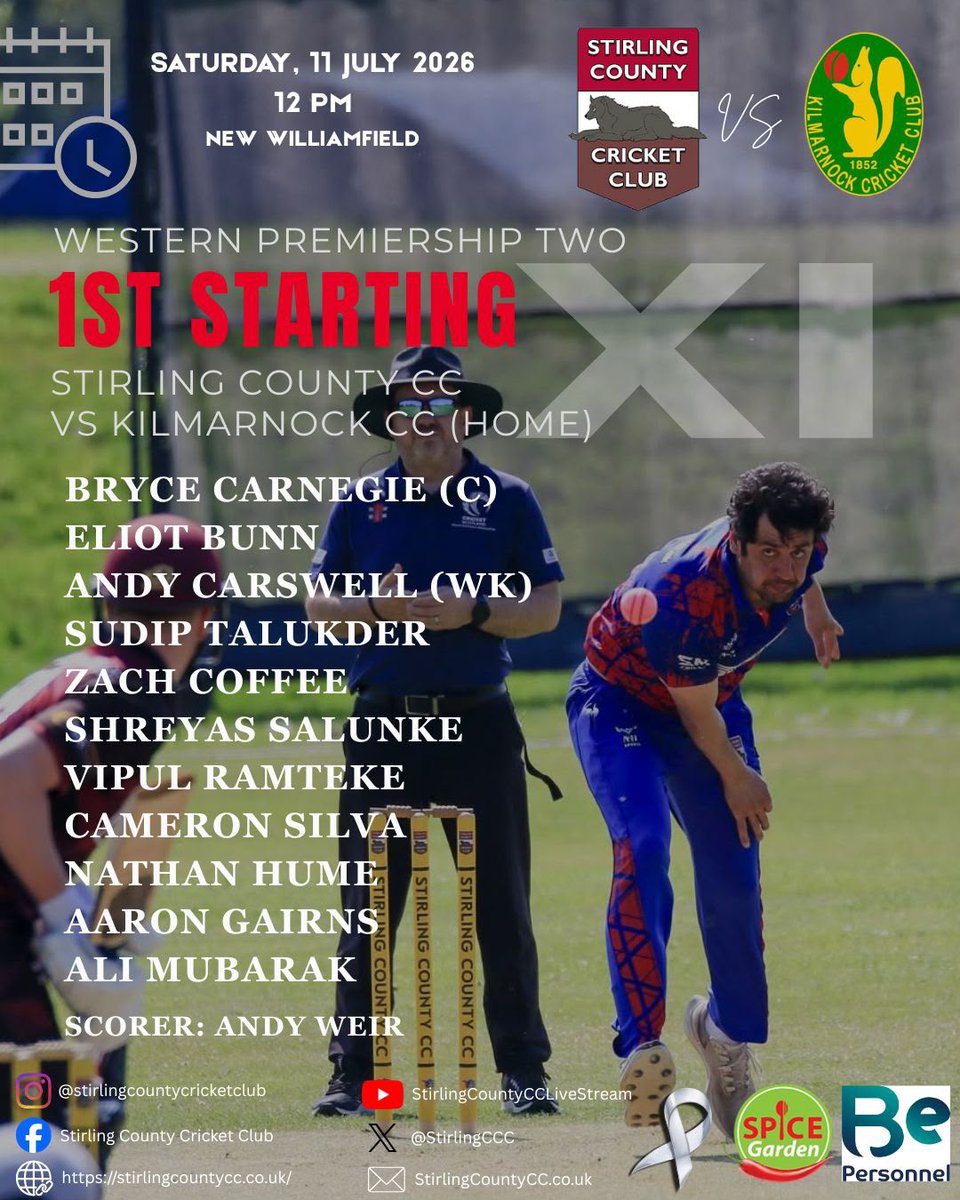 StirlingCCC's tweet photo. Todays line up https://t.co/1LlbmBHf38