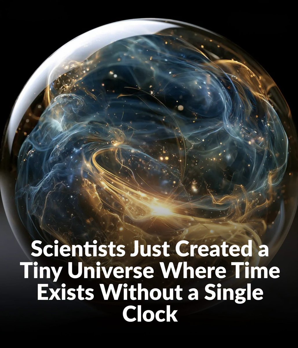 AstronomyVibes's tweet photo. Physicists have created a tiny laboratory "universe" where time emerges naturally - without the need for a clock. The breakthrough could help answer one of physics' biggest mysteries: What is time?

Researchers at the University of Birmingham built a quantum system containing 24,000 ultracold atoms and showed that time can arise from changes occurring inside the system itself, rather than from an external ticking clock. The findings provide the first experimental evidence for a key idea in quantum gravity - that time may not be a fundamental property of the universe, but something that emerges from quantum interactions.

As the atoms evolved, scientists found that time appeared to flow only while entropy - the distribution of particles - continued to change. When those changes stopped, time effectively stopped as well. The results suggest that time may be a consequence of change itself, rather than a built-in feature of reality.
