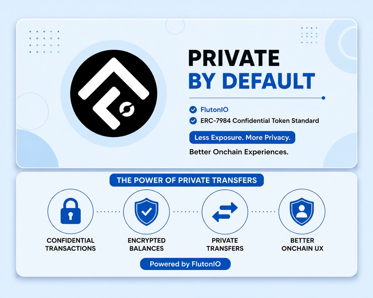 Meowlamisa's tweet photo. Good afternoon homies 

Confidential transactions are becoming more important in Web3.

@FlutonIO leverages the ERC-7984 confidential token standard to support encrypted balances and private transfers.

Less exposure, more privacy, better onchain experiences.

gFluton https://t.co/U3MpsMjV64