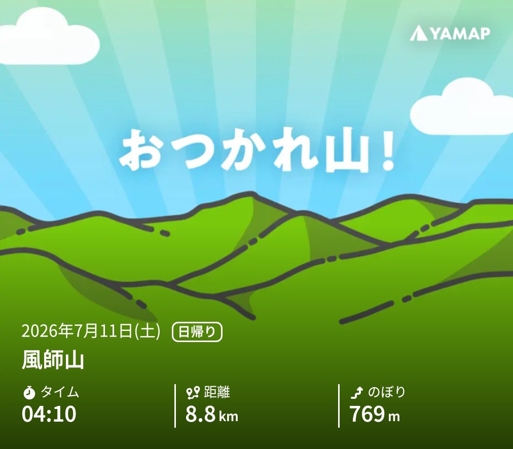 pic_ryoh's tweet photo. 風師山を山歩しました「おつかれ山！」 #YAMAP #無事下山 #山歩しよう https://t.co/TPh9jnW31w
