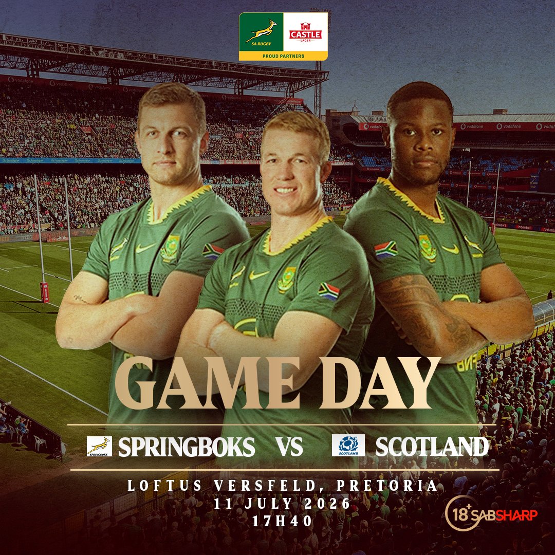 CastleLagerSA's tweet photo. No DNA, just RSA 🇿🇦

Amabhokobhoko abuyile and this time ase-Highveld, ready to continue where they left off last week.

Do you think Scotland has any chance?

Drop a comment and let us know for a chance to WIN INQAAABA 🍻

#DlalaCastle #Springboks #CastleLager https://t.co/o1bXD47hKd