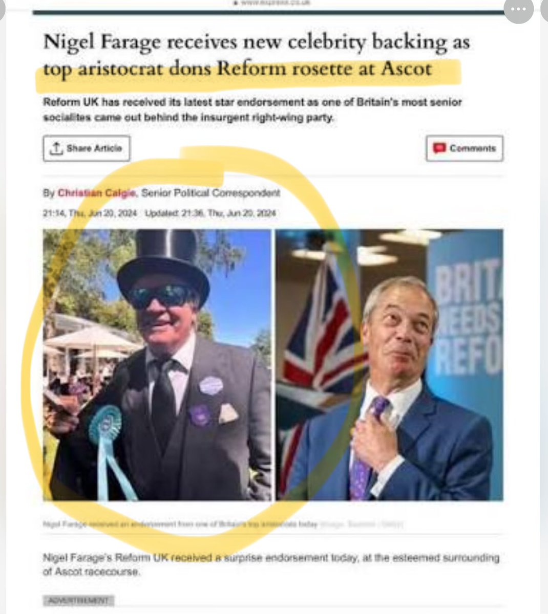 AnthonyGlees's tweet photo. How we laughed to hear @TimesRadio yday Tice say ‘the Cottrells are old chums  aristocrats &amp; like the Heskeths’. The current Duke of Marlborough is another Trotskyite anti-establishment REF chum. And the Brexit newspaper bosses. ‘Take on the Establishment’ my aunt Fanny. https://t.co/M2KCZwyry9