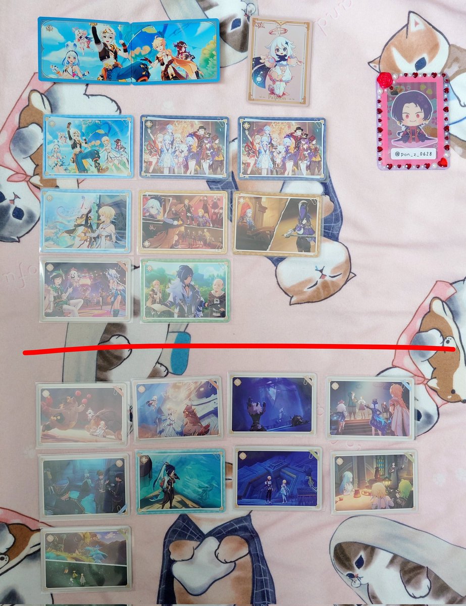 pon_z_0628's tweet photo. 原神 流光行记 流光行記 コレクションカード

【交換・譲渡】

《譲》
画像参照

《求》
同種 アルハイゼン
異種 リオセスリ、アルハイゼン、タルタリヤ、放浪者、魈、鍾離or70円/枚

赤線より上は交換のみ
パイモンは同レア アルハイゼンとの交換
別ポストのカードとの交換も可能です https://t.co/aPYOK0oUfN