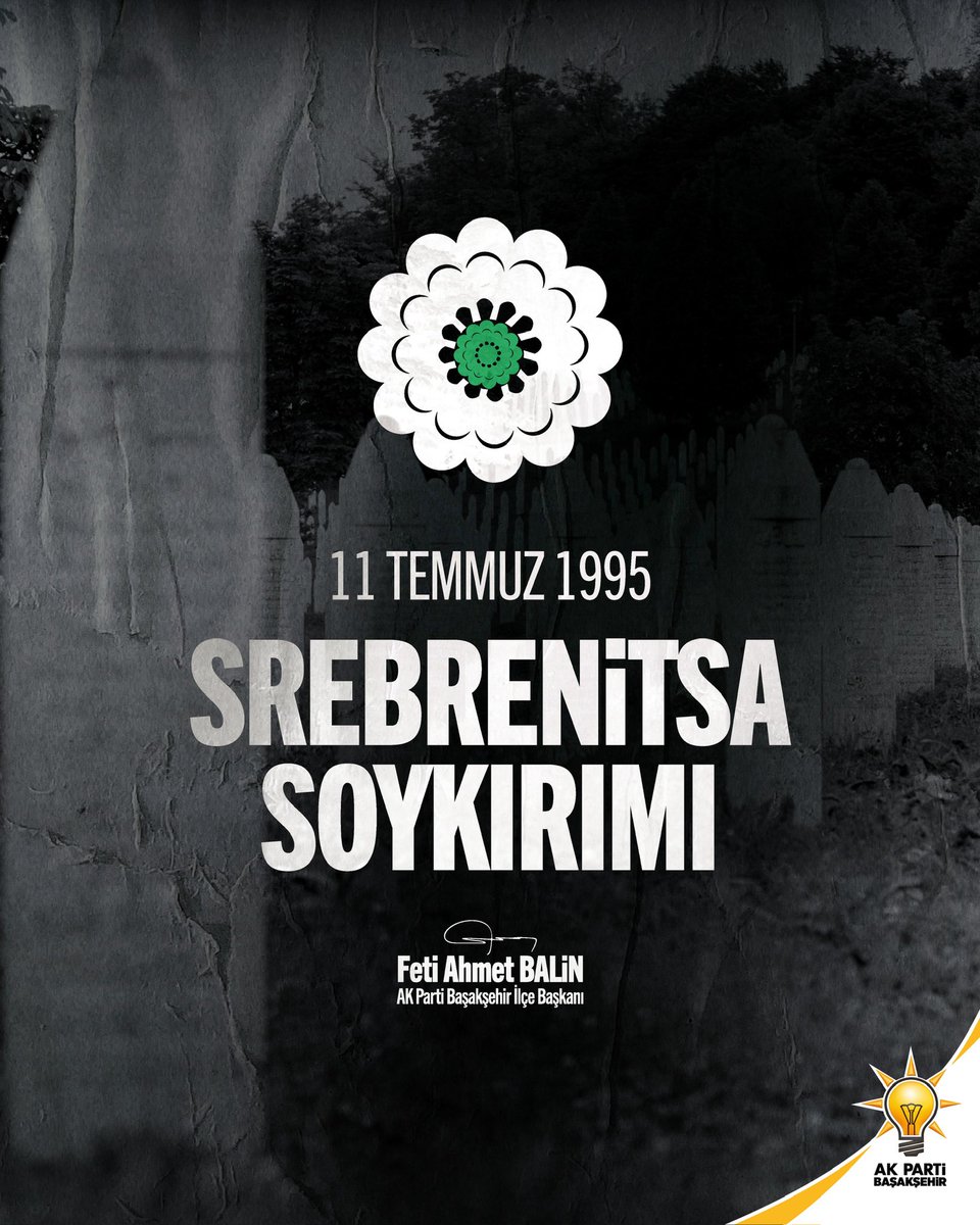 abalin's tweet photo. 31 yıl önce #Srebrenitsa'da şehit edilen Boşnak kardeşlerimizi rahmet ve dualarla anıyorum.

Dün #Bosna'da sessiz kalan vicdanlar, bugün #Filistin'de aynı imtihanla karşı karşıyadır. Zulüm nerede yaşanırsa yaşansın, mazlumun sesi olmak; hakkın ve adaletin yanında durmak, inancımızın ve medeniyetimizin bize yüklediği bir sorumluluktur.

Srebrenitsa'nın acısını yüreğimizde taşırken, bugün aynı vicdan sınavının yaşandığı Filistin başta olmak üzere, tüm mazlum coğrafyalarda akan gözyaşının son bulmasını diliyorum.