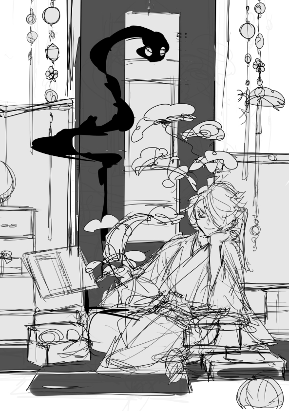 dekonbu's tweet photo. わりと背景を頑張ったもののラフと完成たち https://t.co/N4s8UyvHtI