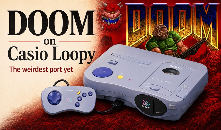 AmigamagazineGA's tweet photo. The Casio Loopy was built to print cute stickers. Now it runs DOOM. LoopyDOOM pushes the 16MHz console through six playable maps, working music and printable screenshots. Yes, it’s real—and it may be the strangest DOOM port yet. #Doom #RetroGaming https://t.co/n3CRdaYjfy https://t.co/HljhTKuiJP