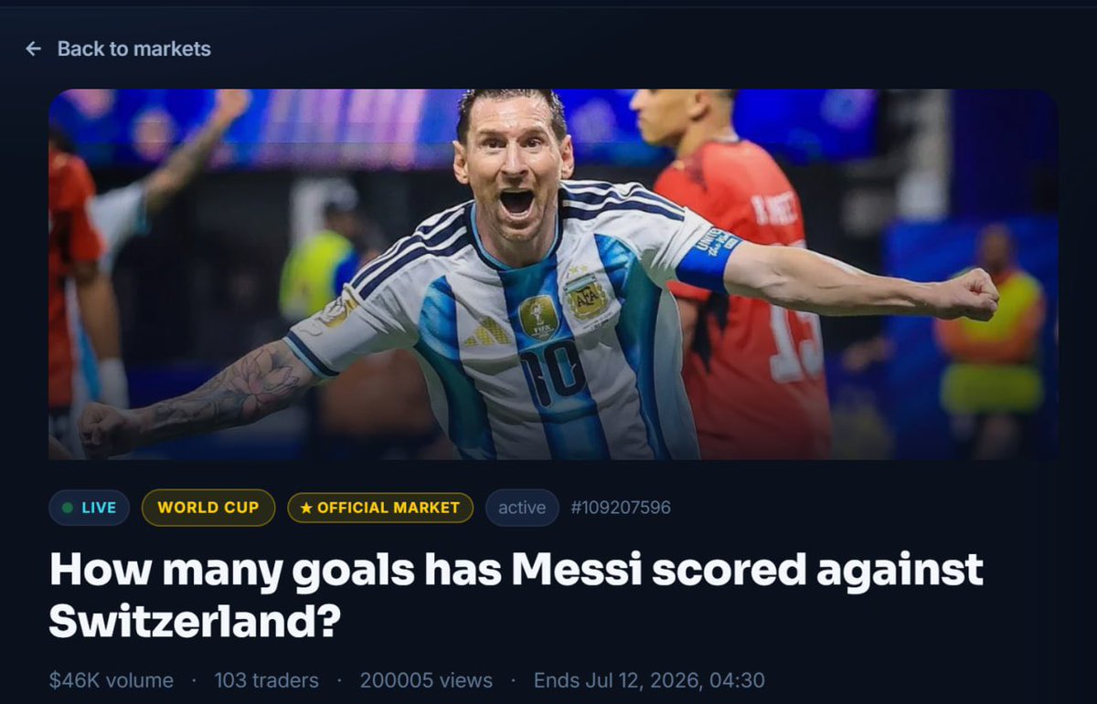 dbetmarket's tweet photo. 🔹How many goals has #Messi scored against #Switzerland?

◾️https://t.co/pPUoonW5V6

#DBET #worldcup #bet #predict ⚽️#soccer https://t.co/D5D1Du3sO1