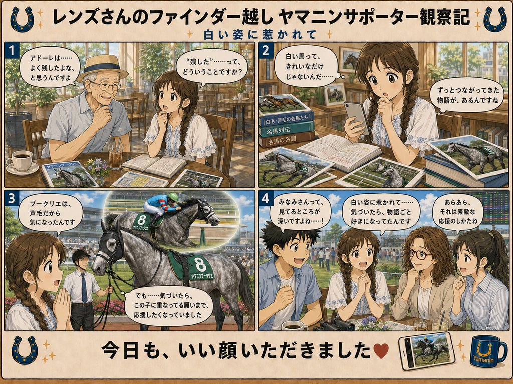 YamaninClub's tweet photo. 白い姿に惹かれて、
その奥にある物語を知っていく。

明日の福島で、
#ヤマニンリンキング のデビューと、
#ヤマニンブークリエ の #七夕賞。

つながってきた時間を、
しっかり見届けたい一日です。

#レンズさんのファインダー越し 🖼️ https://t.co/eUouW9T0RD