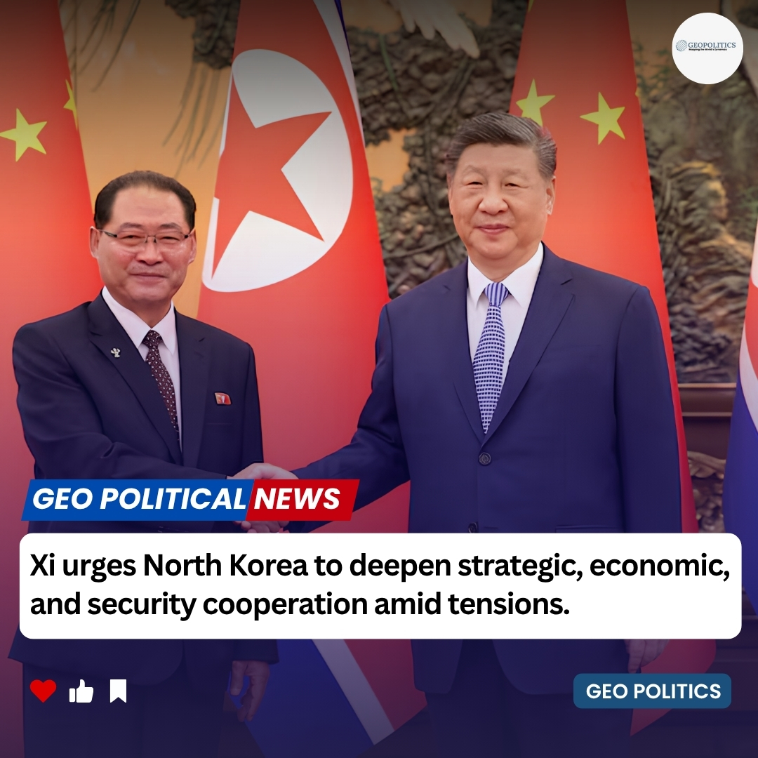 GPoliticss's tweet photo. China and North Korea deepen strategic cooperation amid rising global uncertainty together today. 

#China #NorthKorea #Geopolitics https://t.co/L7mQq19q9q