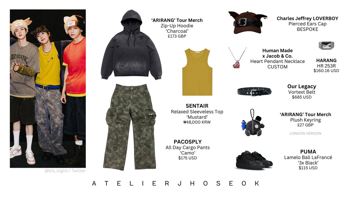 atelierjhoseok's tweet photo. 2026.07.07 j-hope | BTS WORLD TOUR 'ARIRANG'
D-2 Tottenham Hotspur Stadium
#jhope #제이홉 #jhopefashion #BTSOfficialMerch #Sentair #Pacosply #CharlesJeffreyLOVERBOY #HumanMade #JacobAndCo #Harang #OurLegacy #Puma
#BTS #방탄소년단 #BTS_WORLDTOUR_ARIRANG https://t.co/2Cs2Ls8nzQ