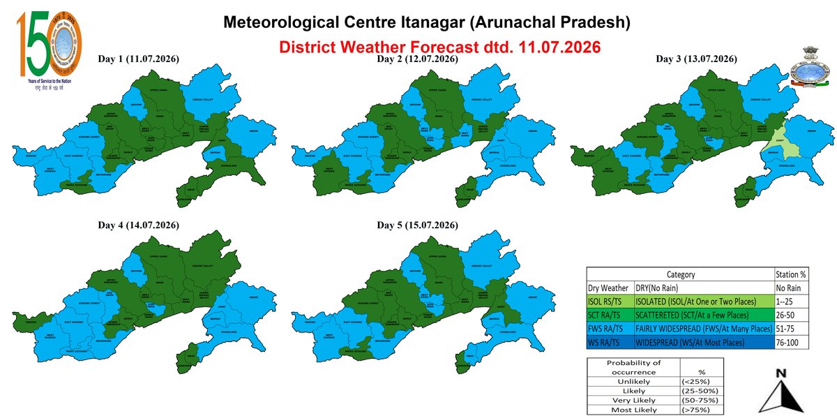 CenterItanagar's tweet photo. Warning, Forecast maps for Arunachal Pradesh on 11.07.2026 https://t.co/EAP8ay3v7W