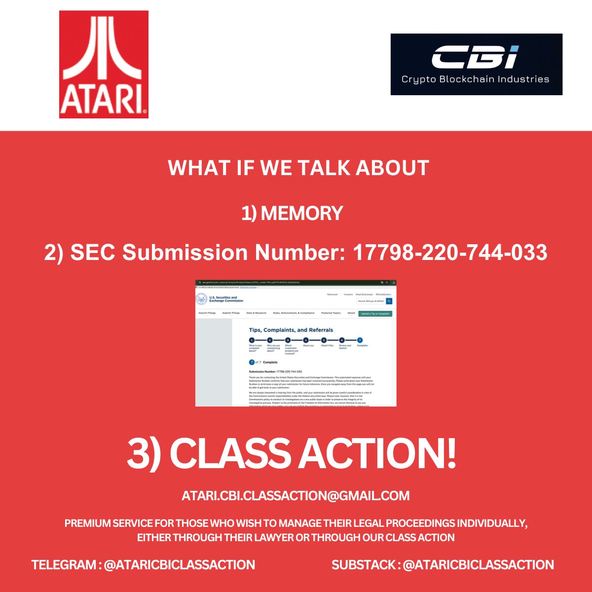 jlsokolowski's tweet photo. Link for update https://t.co/ZZdtKid6jd
+ Premium service access : atari.cbi.classaction@gmail.com 
@atari @atarix @ataritoken @CBIcorp_io @SECGov @cftc @pr_financier @AMF_actu @rtfkt @WadeRosen @FredChesnais @Cointelegraph @Wsj @FinancialTimes @bnpparibas (spec guest) https://t.co/W2P14YacL8