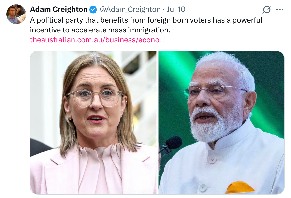 craigkellyAFEE's tweet photo. I hope One Nation adopts a strong policy extending the waiting period before newcomers can vote in federal elections.

The current four-year period is far too inviting.

It actively encourages political parties to exploit migration policy  — not for the good of the nation, but purely for their own electoral advantage.

I’d strongly recommend increasing it to 10 years.

Otherwise, what’s to stop a rotten government like the Albanese regime from flooding the country with a million migrants to gerrymandering the electorate to fundamentally change Australia forever?