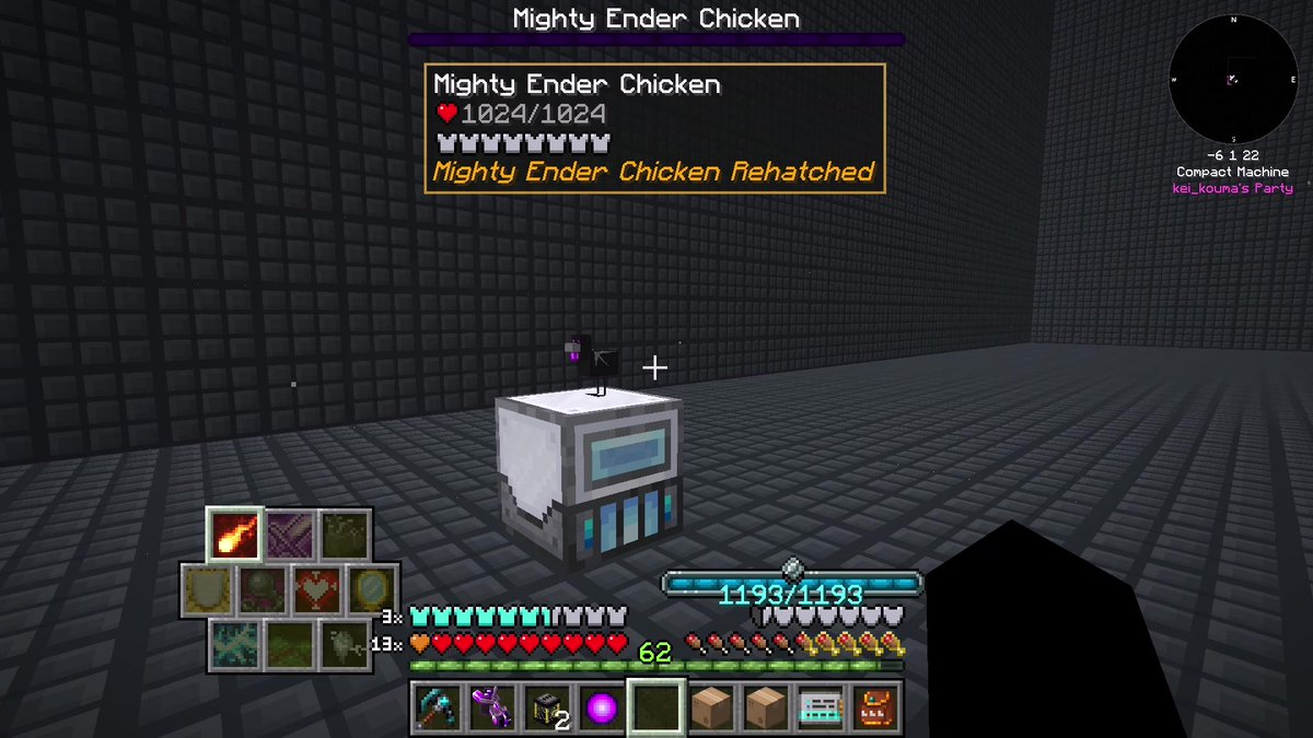 kei_minecraft's tweet photo. 小さいマイティエンダーチキン←🐔→実際の当たり判定。 https://t.co/mfwzDxlUlv