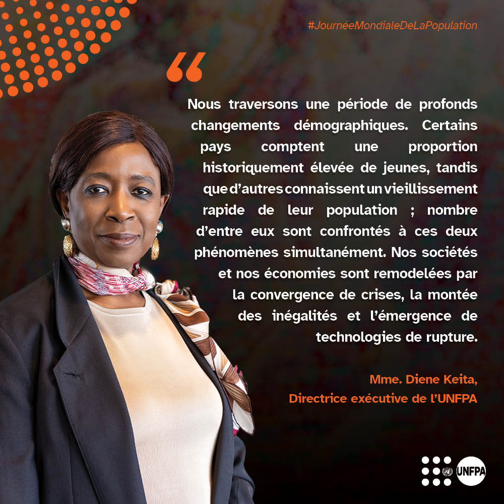 UNFPACameroon's tweet photo. Statement by UNFPA Executive Director Ms. Diene Keita on World Population Day 2026
Young people, their choices, and the conditions they need to shape their futures :

Read the full statement here 👉 : https://t.co/AqiBaMH2Qc https://t.co/PZgF561frA