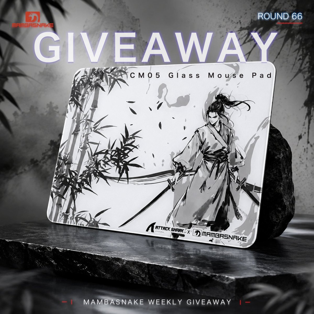 MAMBASNAKEEU's tweet photo. MAMBASNAKE GIVEAWAY ROUND 66

The venom is live.

 Join the giveaway:
https://t.co/D2nrabCucB

 Prize Drop:
MAMBASNAKE CM05 Glass Mouse Pad

New Color: Black Samurai

Built for smooth control, low friction, and a larger glide space.

 Built to Strike:
• Super-Toughened Glass Surface
• Nano Micro-Etched Texture
• Silky-Smooth Glide with Ultra-Low Friction
• Dust- and Dirt-Resistant Protective Coating
• Anti-Slip PU Leather Base
• Honeycomb-Pattern Bottom Design
• Large Size: 450 × 400 mm / 17.72 × 15.75 in
• Thickness: 5 mm / 0.20 in

 Winner:
1 winner will be selected

 Giveaway Period:
Jul 10 – Jul 16

 Previous Round Winner:
Cat M / Entry #22100 — congratulations!

Not a Mouse Pad. A Strike Zone.

#MAMBASNAKE #Giveaway #CM05 #GlassMousePad #GamingSetup