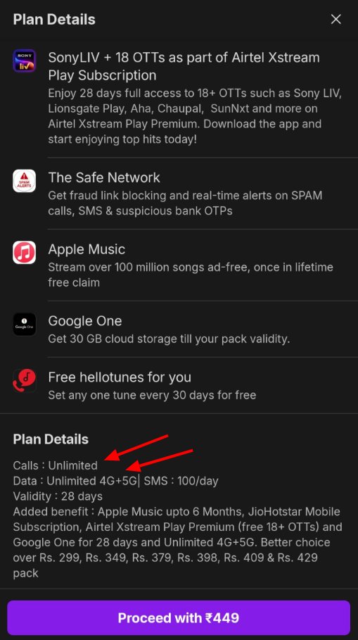 RaaOneZ's tweet photo. @Tukaram_IndIAS Fraud!
Airtel is misleading in the day light! They clearly say the packs are unlimited 4G 5G, but then they shut down the internet after 300GB, to which they reply saying its the limit, then why do you say Unlimited?

@airtelindia @Cyberdost @Tukaram_IndIAS @RajThackeray @ttindia https://t.co/Gv4QzfLHg1
