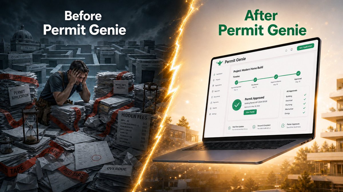sasan_dane's tweet photo. Permit Genie opens to early users - https://t.co/tnITIrZtuv Nobody builds anything until the permits clear. And yet permitting is still where projects go to stall.  We built Permit Genie to fix that. Today, we're launching in beta. #Permitting #ConstructionTech #PropTech https://t.co/rVRFTaGuLK