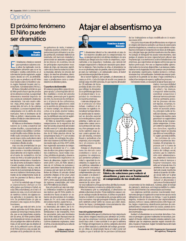 FArandaManzano's tweet photo. #EXPANSIÓN 📰✍️| Tribuna exclusiva ‘Atajar el absentismo ya’

Comparto esta #tribuna de opinión que he elaborado en exclusiva para @expansioncom, en la que analizo el impacto del #absentismo laboral sobre la productividad, el #empleo y la #competitividad empresarial.

🗣️ Reducir el absentismo no es recortar derechos. Consiste en proteger a quienes realmente los necesitan, perseguir el fraude, reforzar nuestro sistema sanitario y garantizar que las empresas puedan seguir creando #empleo, riqueza y bienestar. Seguir mirando hacia otro lado ya no es una opción.

Lee la tribuna completa🧑‍💻👇

@exp_economia