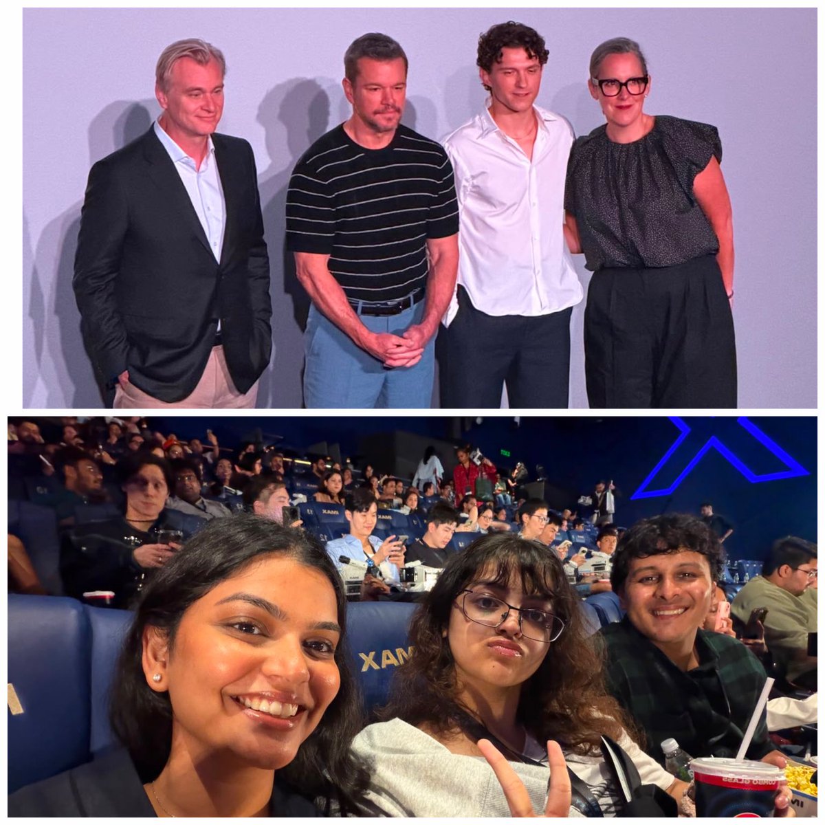 SubhashGhai1's tweet photo. “ you’re amongst the first audience in the world to see this film “ 
said Christopher Nolan the ace director of #ODESSEY yesterday in mumbai inviting media n students of #WHISTLINGWOODS FILM SCHOOL 

A great cinematic achievement along with his cast Matt Damon and Tom Holland 👏 https://t.co/52FUy0geBI