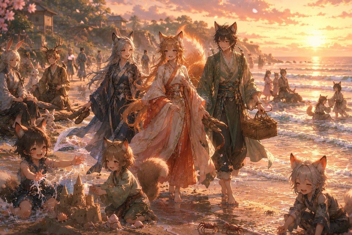 SirShake_Alot's tweet photo. Golden skies, gentle waves, and the laughter of lifelong friends—sometimes the most magical moments are the simplest ones. As the sun slips below the horizon, every footprint in the sand becomes a memory worth keeping.
#FantasyArt #AIArt #AnimeArt #DigitalArt #ArtStation https://t.co/Qch7qPtGLU