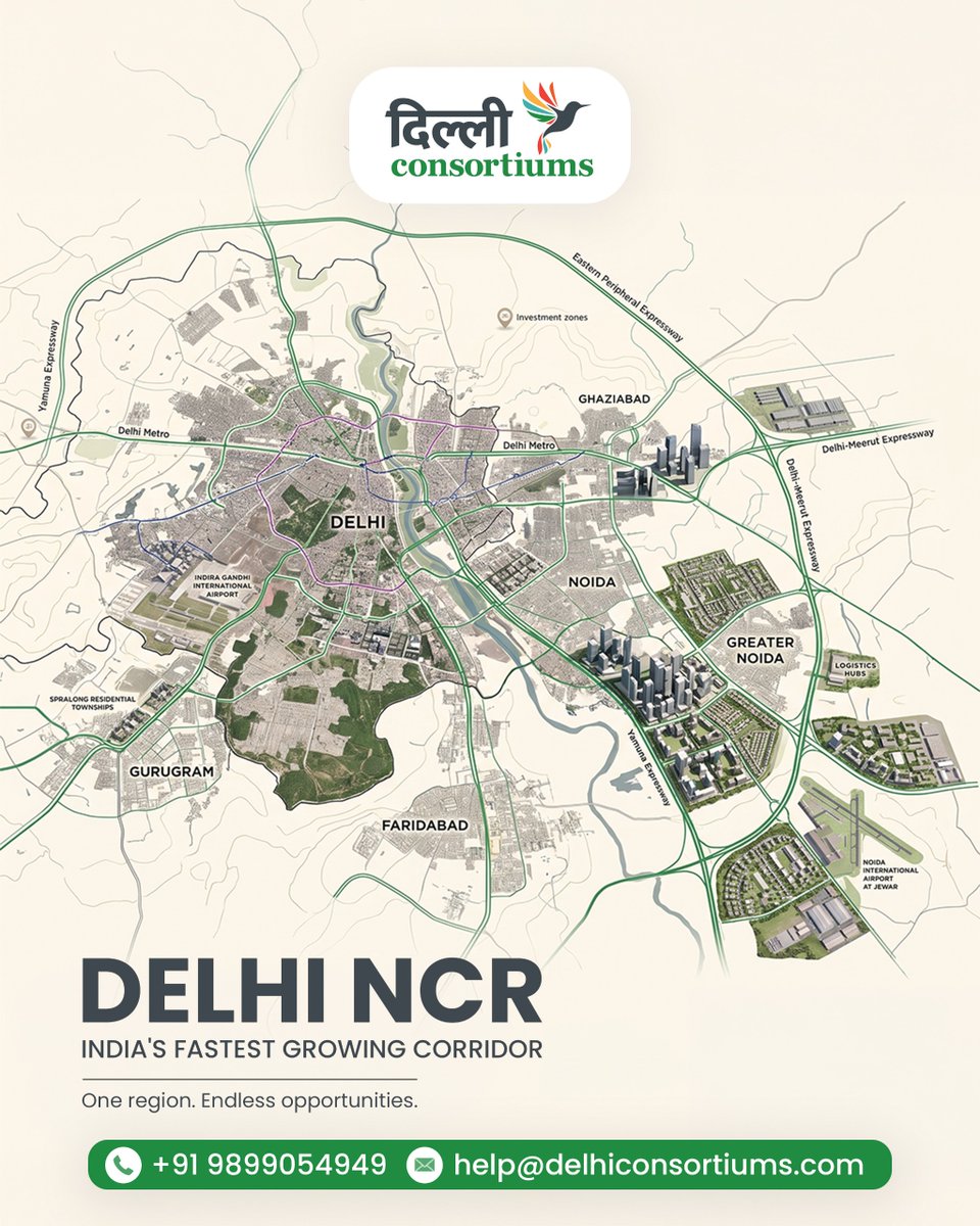 DelhiConsortium's tweet photo. With new expressways, metro corridors, Regional Rapid Transit Systems, airports, urban extensions, and planned infrastructure taking shape, Delhi NCR is poised to become India's fastest-growing real estate corridor
#delhi #delhimasterplan #mpd2041 #mpd2047 #delhiconsortiums #dda https://t.co/2f0uJDBw4P