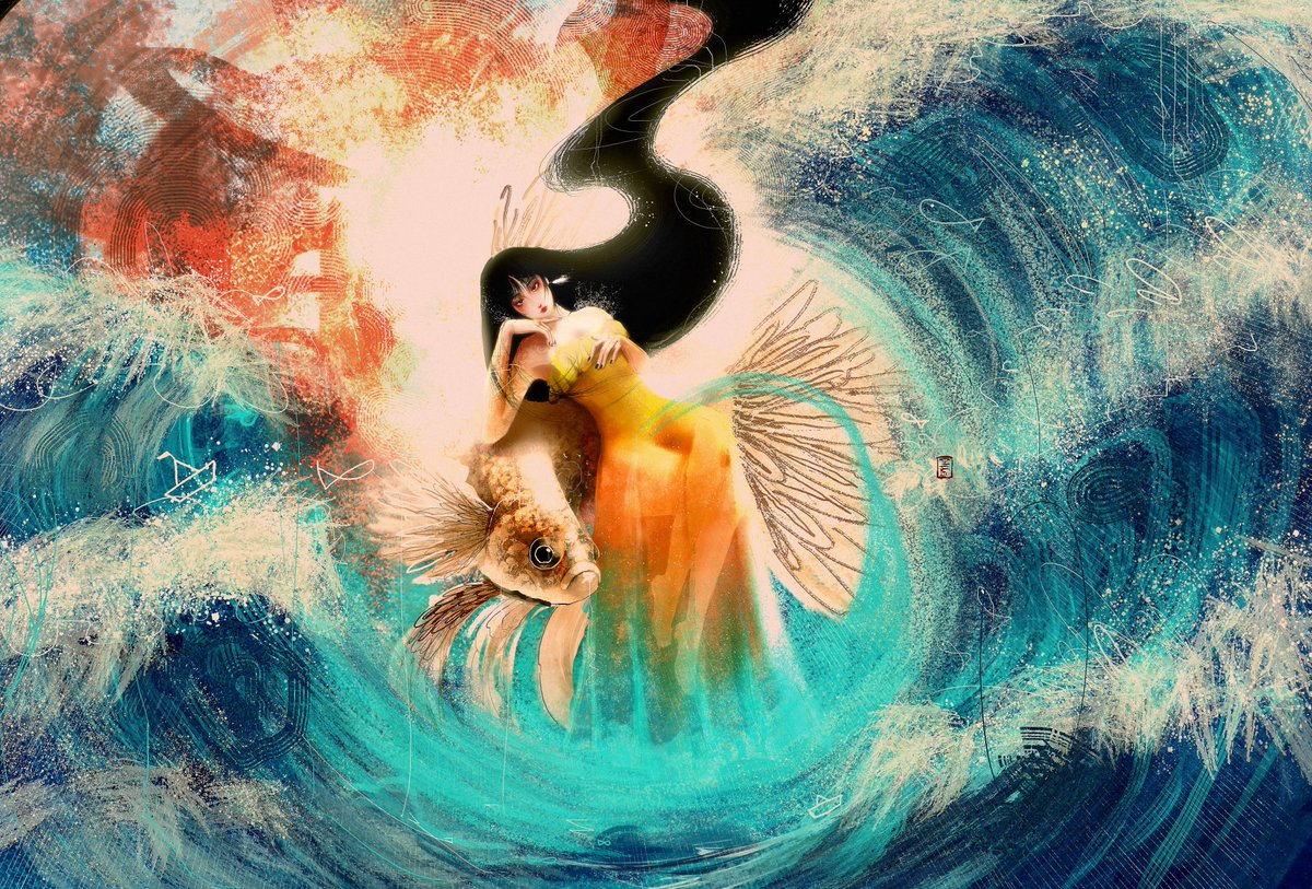 itschokknat's tweet photo. ' Flow State '  

Always been in a Situation of Mix Emotions and thoughts just like Ocean waves, were in you're the Fish that keeps Roaming the Sea of Change.
#Art #artph #illustration #japanese #waves #artmootsㅤㅤㅤㅤ https://t.co/Sbwq7qv7cP