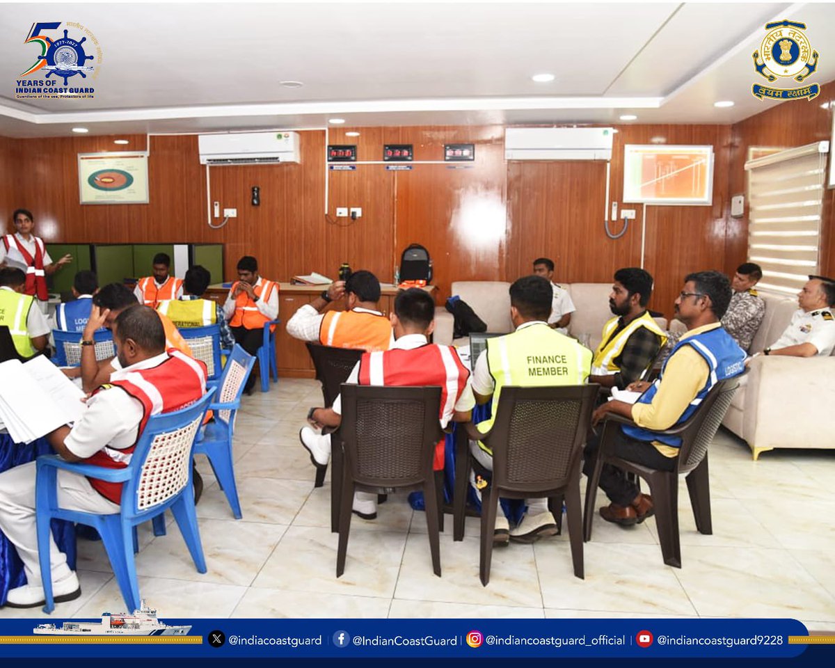 IndiaCoastGuard's tweet photo. @IndiaCoastGuard Pollution Response Team (East) conducted the #OPRC Level-2 Course in #Chennai from 06-10 July 2026.

23 personnel from #ICG, ports and oil handling agencies were trained to lead marine pollution response operations as On-Scene Commanders.

The training strengthens #ICG's commitment to protecting the marine environment through enhanced preparedness and seamless coordination.

#MarinePollution #MaritimeSafety #WeProtect
