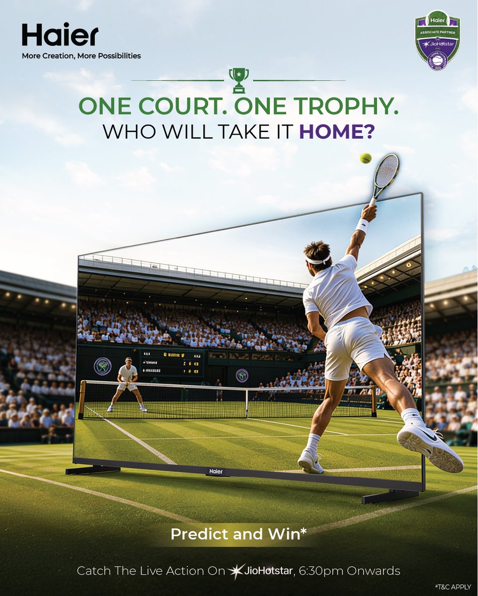 IndiaHaier's tweet photo. The stage is set, the stakes are higher than ever. 🎾🏆
Who do you think will lift the trophy? Share your prediction in the comments for a chance to win.

#Haier #MoreCreationMorePossibilities #Tennis #BiggestTournament https://t.co/biE88ES7PZ