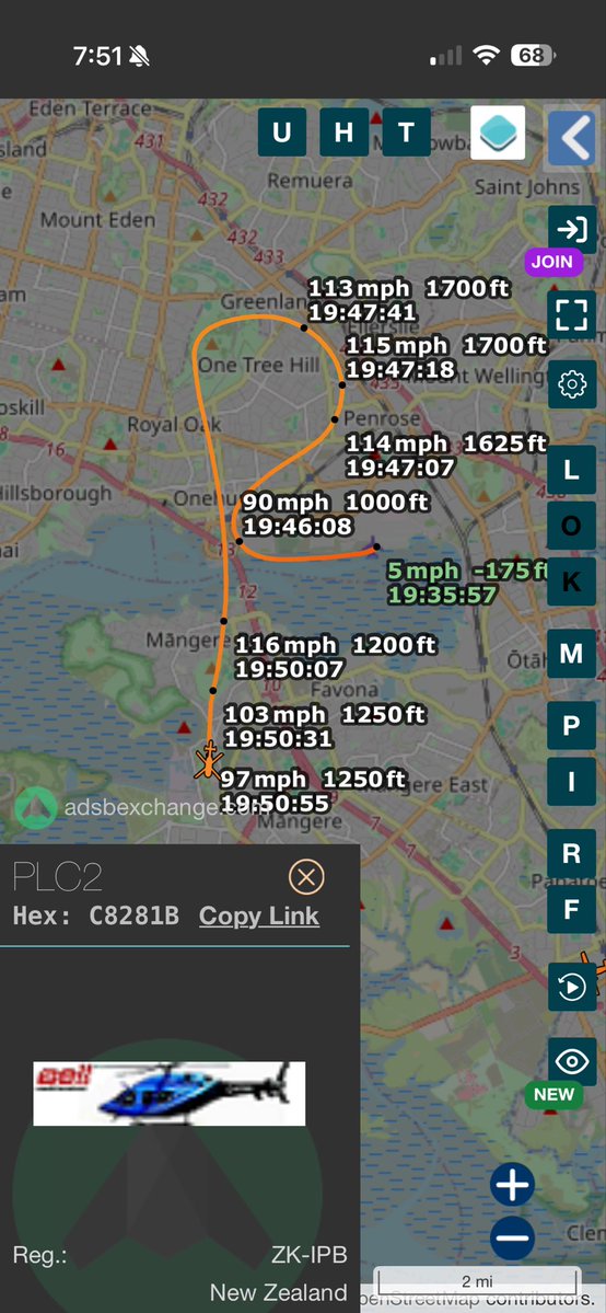 1nsomnolence's tweet photo. Nice S-shaped tour of Onehunga. Three flyovers for the price of one. If the objective is to make as many people look up in frustration as possible, that’s an impressive bit of route planning. @nzpolice @eagle_police #HELLcopter
#NZpolitics #NZpol #OurAKL https://t.co/eVBPtLaUZu