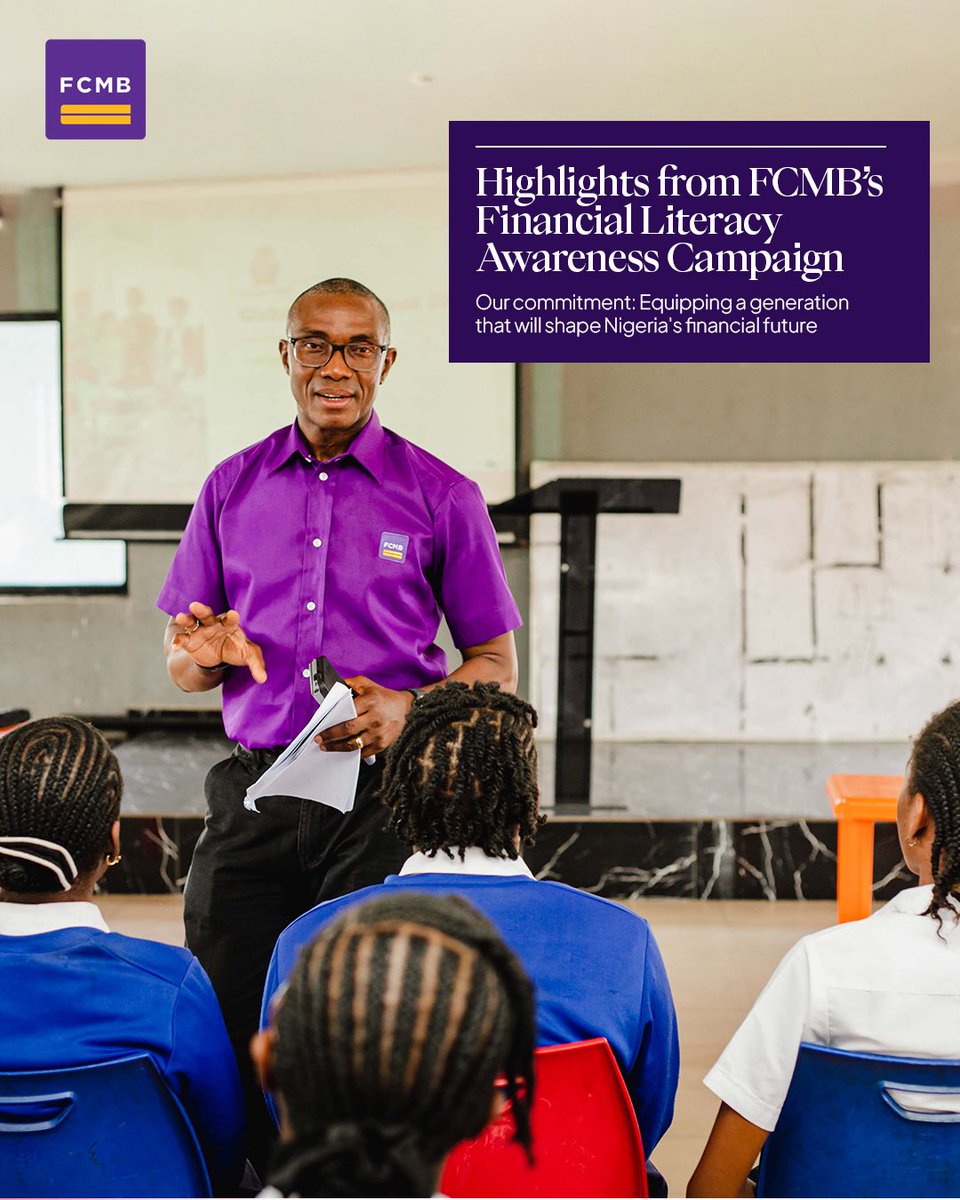 MyFCMB's tweet photo. Financial literacy shouldn't be a privilege; it should be a foundation.
We took the conversation directly into classrooms across Nigeria, equipping students with the knowledge to make smarter financial decisions early.
Scroll through for a look at the initiative.
#FCMB #FinancialLiteracyAwareness