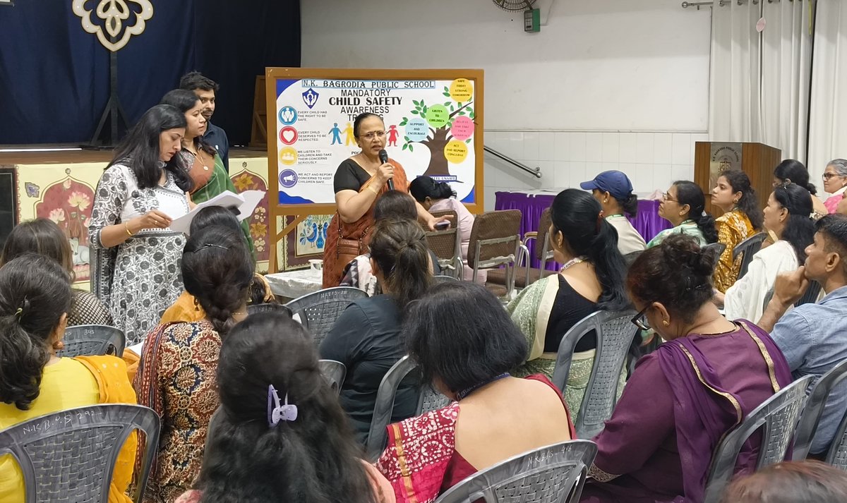 Dir_Education's tweet photo. One-Day Child Safety Awareness Training successfully held on 10 July 2026 at N.K. Bagrodia Public School, Dwarka!

Representatives from 121 private schools participated. Focused on POCSO Act, child protection &amp; cyber safety.

Committed to safer schools in Delhi!
#ChildSafetyFirst https://t.co/xhMglmDdNH