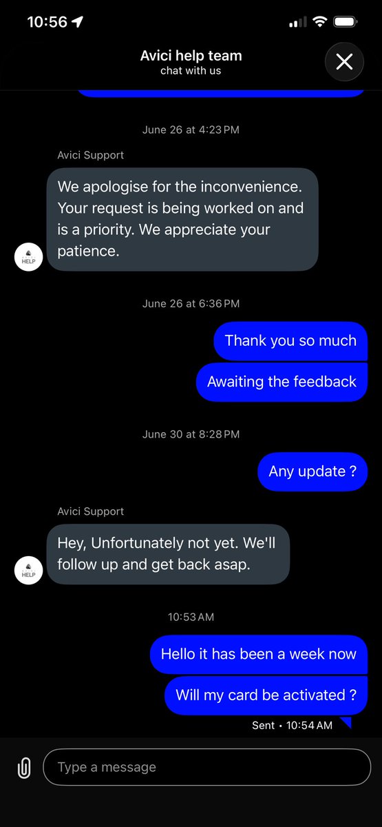 KarimY0's tweet photo. @RamXBT @avici been trying to get my card for almost 2 weeks now and support is not giving me any feedback will I ever be able to get the card ever ? 😂 https://t.co/cQmQlOCsZT