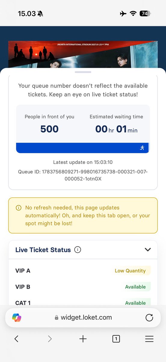 avrobats's tweet photo. guys yanh mau 3 device tiket ENHYPEN "Blood Saga" concert in Jakarta 

SECTION
VIP A : 4 TICKET
CAT 7 : 2 TICKET
VIP B : 3 TICKET
yang mau langsung dm yaa waktu nya terbatas, fee nya 200k aja 

ENGENE jaswar jastip wtb wts jkt

#ENHYPEN_WORLD_TOUR #zonauangㅤ https://t.co/aT5KgPu1jl