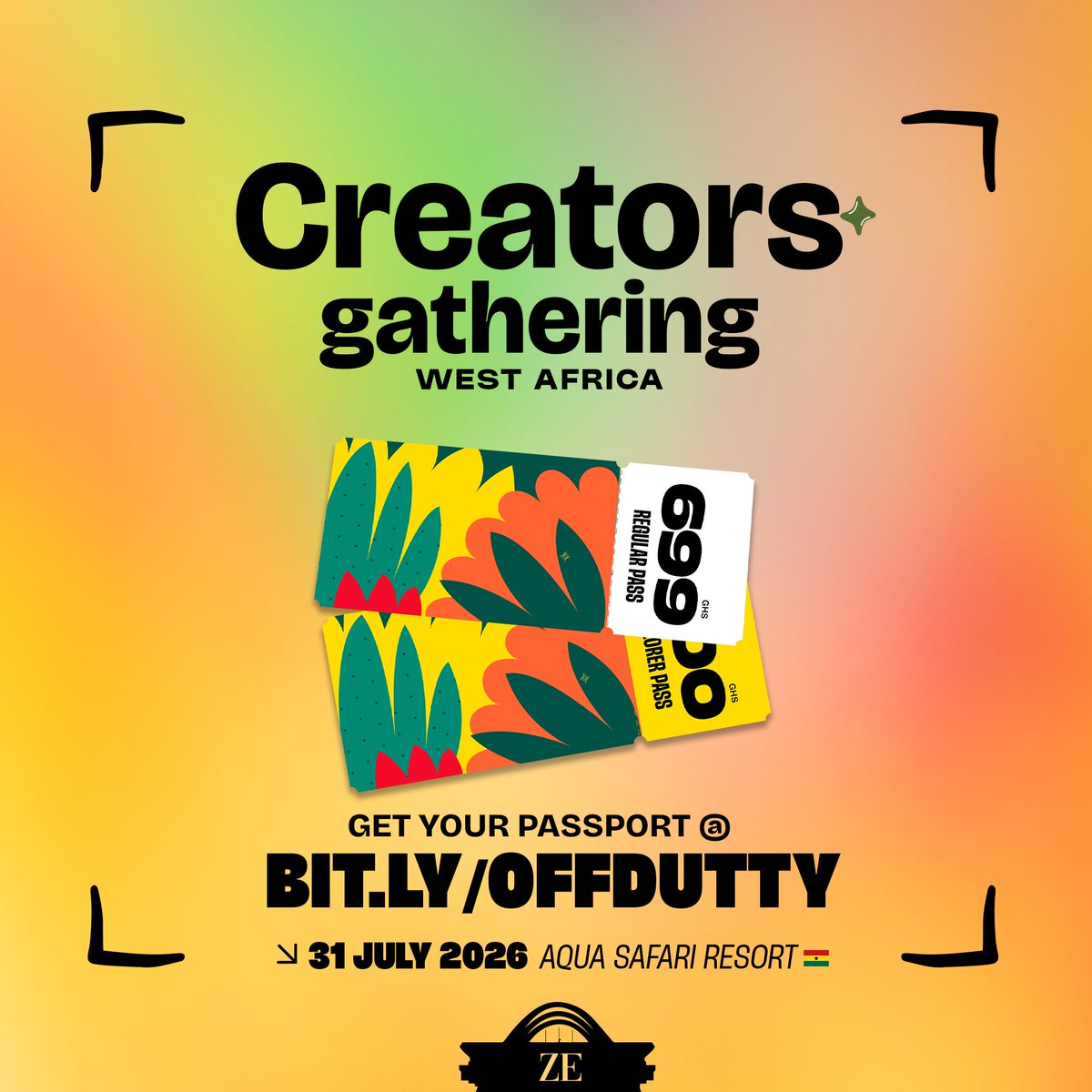 zetribe's tweet photo. THIS IS WEST AFRICAN CREATORS' GATHERING

LIMITED OFF DUTTY TICKETS ARE OPEN
A full weekend of inspiring conversations + Hands-on workshops + Outdoor experiences + Creative challenges + New friendships + Great food + Meaningful collaborations.

*928*712*23#
Grab your pass today! https://t.co/li2oUGcu00