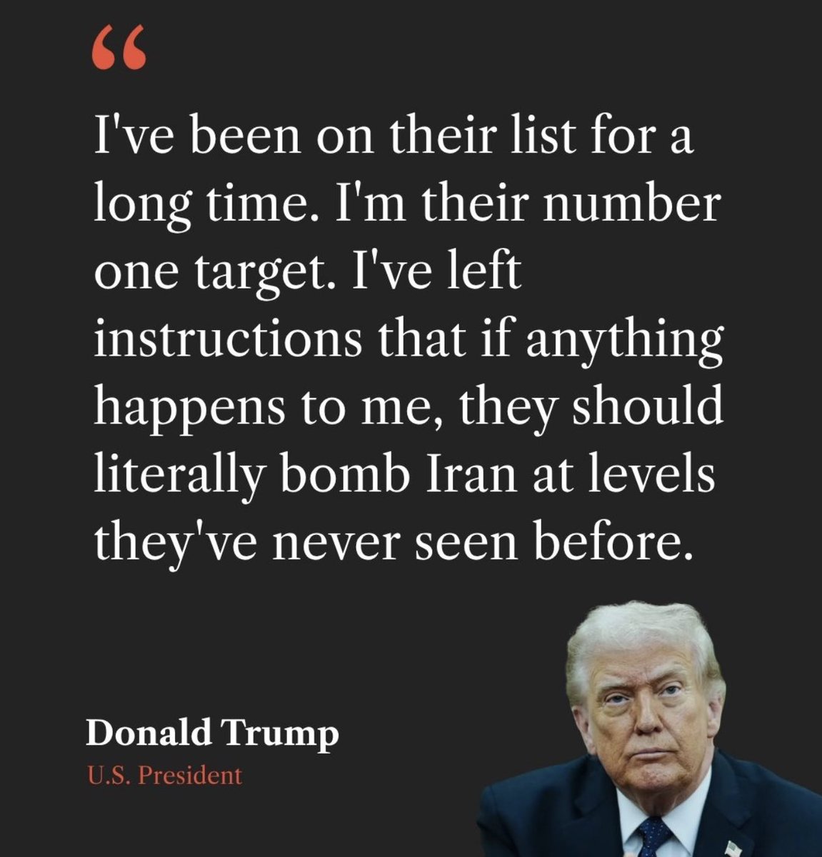 ZambezInstitute's tweet photo. The US president has left his ‘will’ in the event that he is killed by the Mullahs of Iran . https://t.co/9spqC29xHf