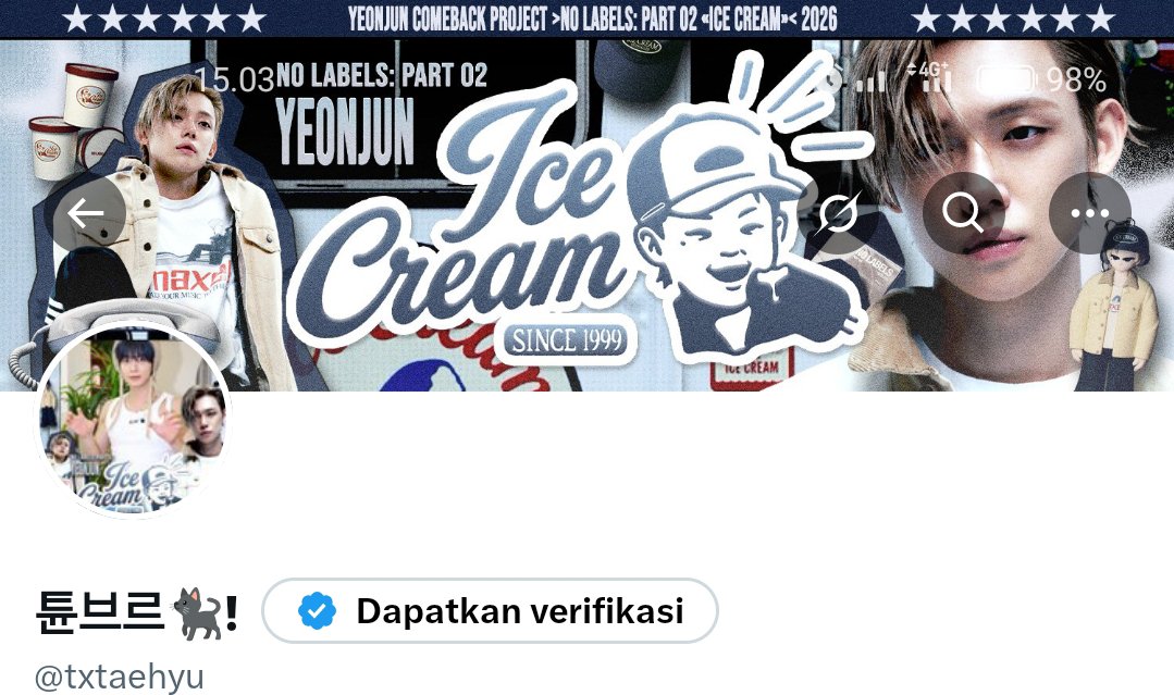 txtaehyu's tweet photo. @ALIANSIYEONJUN Selamat atas album barunya yaaa abang abangku! Keren sekali! Boleh kirimkan adekmu ini truck es krim juga? @yewnzun @yeonzjunx 

YEONJUN ICE CREAM OUT NOW
#YEONJUN_IceCream� #연준�
NO LABELS PART 2 OUT NOW
#YEONJUN� #NOLABELS_PART02� https://t.co/w3J5FNvJCg