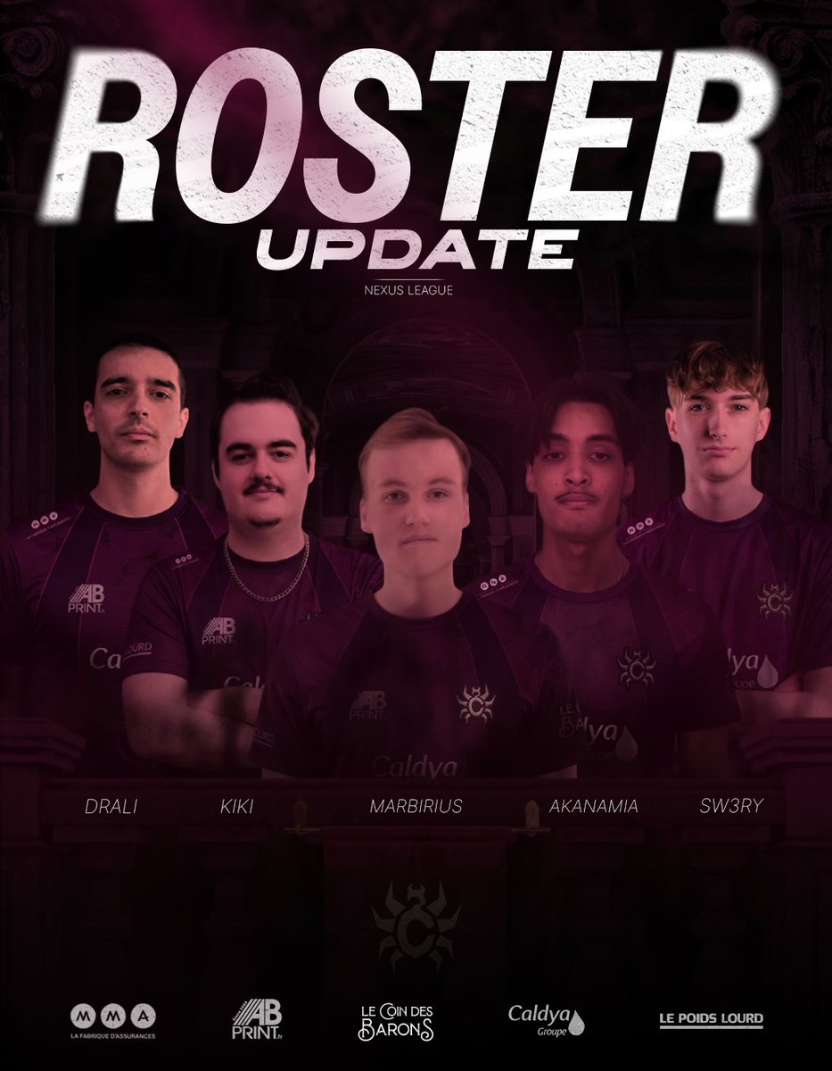 CaldyaEsport's tweet photo. Nouveau split, nouveau roster 🤩

Accueillons chaleureusement notre nouvelle botlane, prête à en découdre avec la Nexus League !

Bienvenue les boss @akanania1 @Sw3ry_lol 💜

Le Staff s'agrandit également avec l'arrivée de @N25X17T et de @Shlro_TGR ! 👊

Rendez-vous à 14h, en direct de chez @VallheimLoL  pour les voir briller durant notre showmatch contre @GIANTXLeague 

#CLAWIN