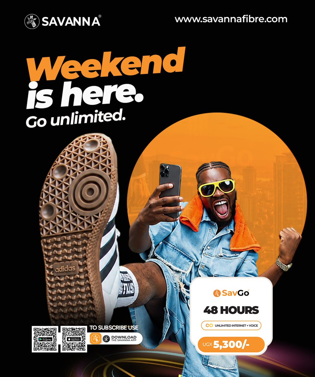 savanna_ug's tweet photo. The weekend is here, go unlimited with SavGo! Stream, scroll, chat, and stay connected without limits.
#SavGo #GoUnlimited #WeekendVibes https://t.co/fMeH2ttg9p