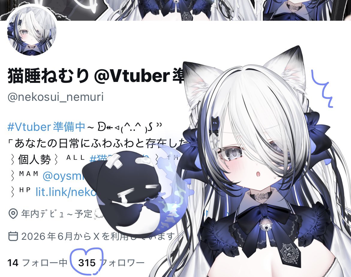 nekosui_nemuri's tweet photo. ﾌｫﾛﾜ~さん300人突破!!!✨✨
すごいっ..!!みんなの拡散のおかげですっ≽^╥⩊╥^≼ありがとございますっ💭 https://t.co/xglJqx6aKp