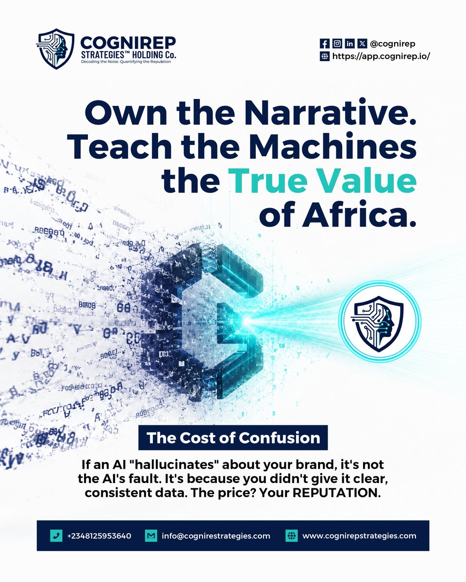 cognirep's tweet photo. If an AI "hallucinates" about your brand, it's not the AI's fault. It’s because you didn't give it clear, consistent data. The price? Your REPUTATION. 

#AIHallucination #BrandReputation #DataIntegrity https://t.co/CkCrLrhgX8