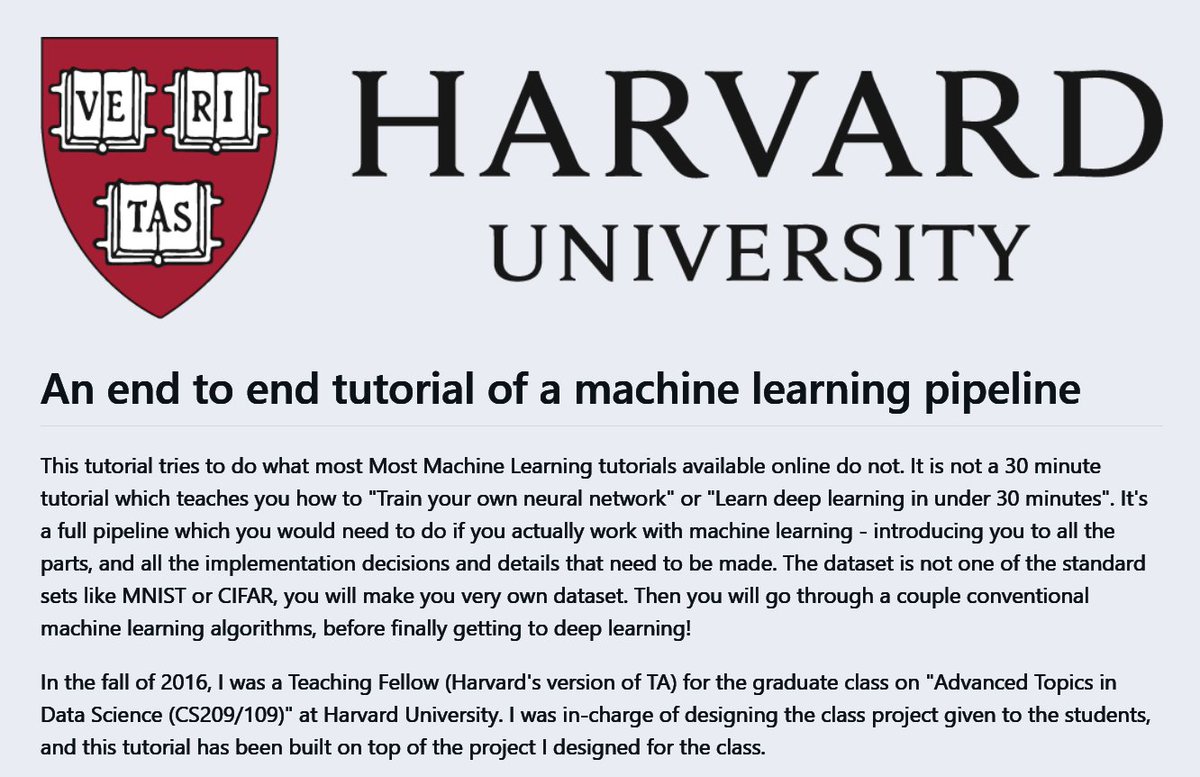 DanKornas's tweet photo. Machine Learning Pipeline

An in-depth machine learning tutorial introducing readers to a whole machine learning pipeline from scratch by @Harvard https://t.co/osmDtbWSDm
