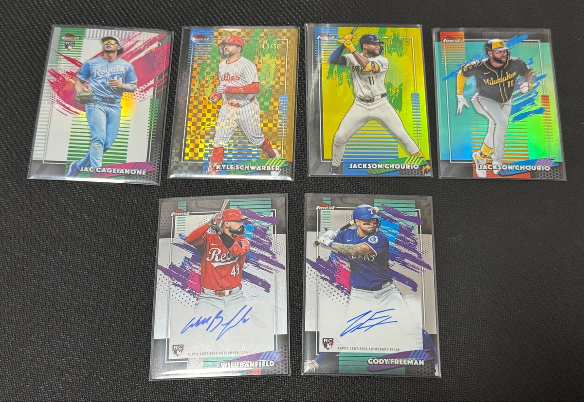 masackyMS's tweet photo. カードファナテック通販で購入したMLB 2026 Topps Finest Baseball Hobby Box を1箱開封
うーむ悲惨、このプロダクト二度と買わんかも
caglianone君のレア白パラ30シリは嬉しいけど
オートがノンシリ2枚はなぁ... https://t.co/pVHhD0aA7Q