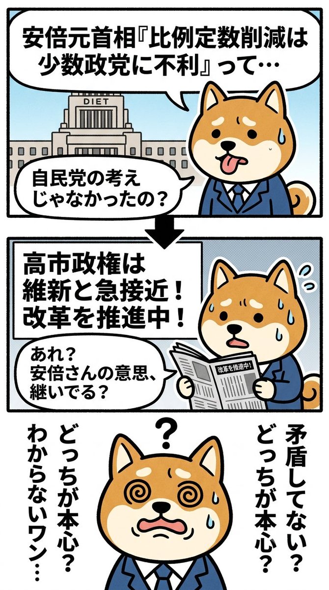 Cima_1993's tweet photo. 安倍元首相の比例区の定数削減

は、少数政党にとっては極めて
不利になるとの考えを発言。

一方、現在の高市政権の維新

との進め方は安部氏の意思を

継いでいるのでしょうか……？

【出典：衆議院】
https://t.co/tS3Bu7H892