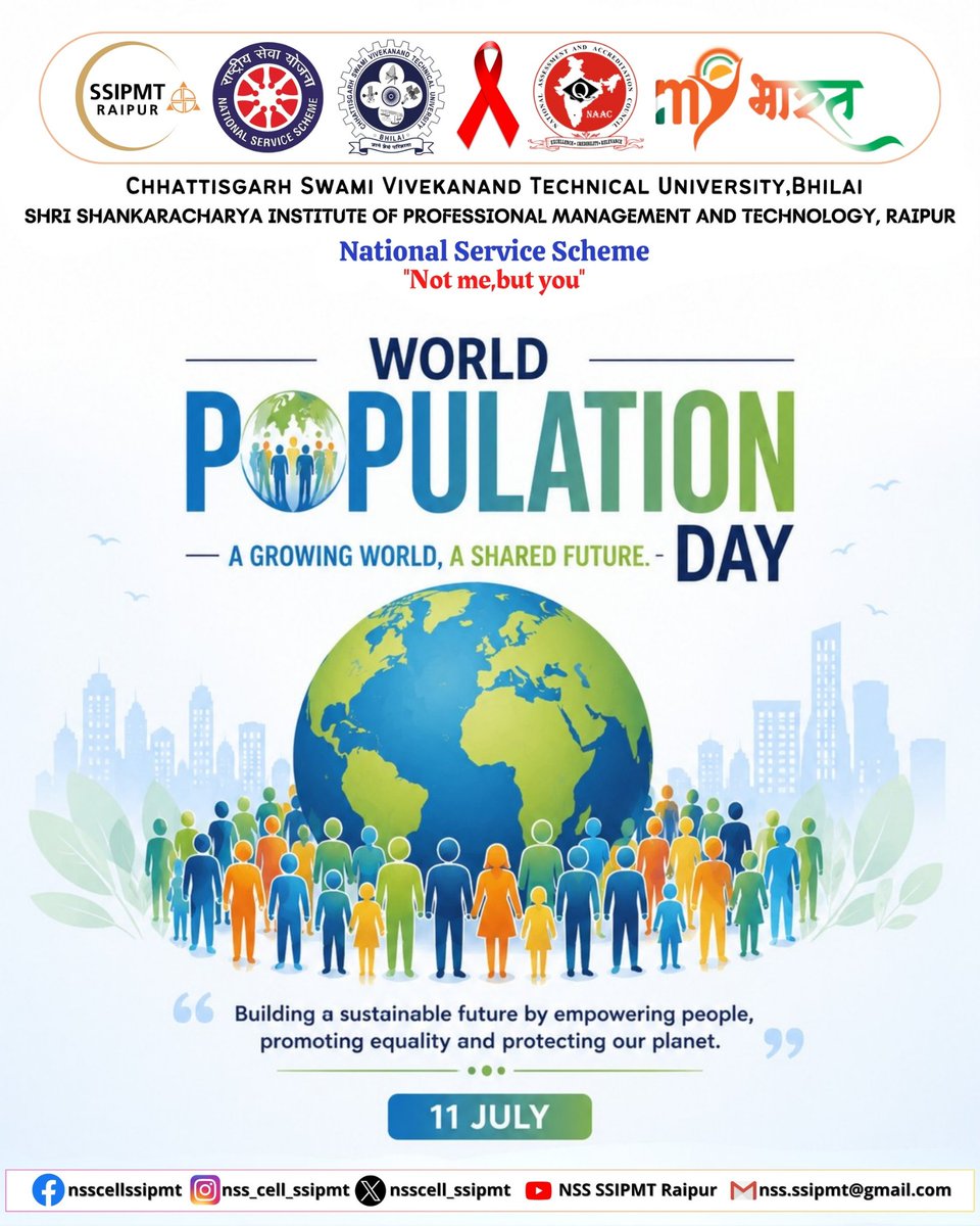 nsscell_ssipmt's tweet photo. Jai Hind!🇮🇳

🌍 Every life matters, every future counts. On World Population Day, let's build a healthier, more equal, and sustainable world for everyone. 🌱🤝💙 https://t.co/Y2AA0PeOqK