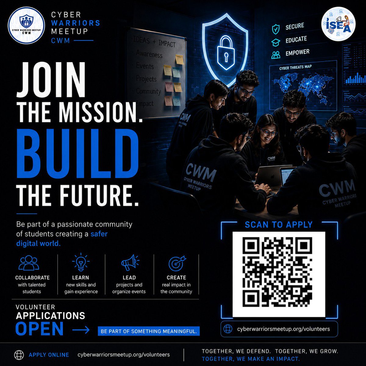 CWMCommunity's tweet photo. 🚀 Volunteer Applications are NOW OPEN!

Join Cyber Warriors Meetup (CWM) and gain hands-on experience, build leadership skills, collaborate on real projects, and contribute to cybersecurity awareness.

 Apply now: https://t.co/eLFFwkDmYE https://t.co/rjM577Rlr4