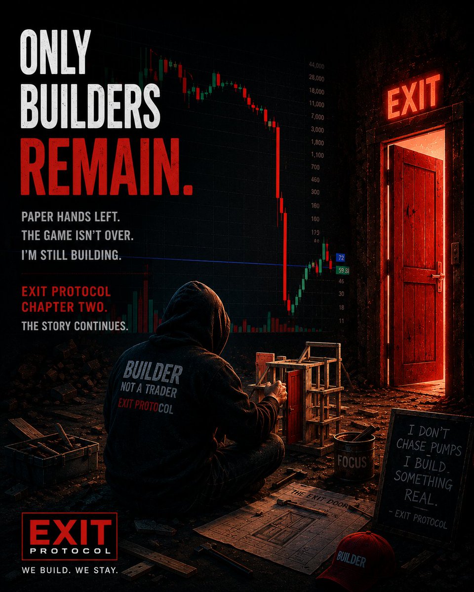 exitprotocolmem's tweet photo. Price is just a number.
Reality is what you build with your own hands.
When the dust settles, only those who built instead of watching the chart will remain.
Welcome to Chapter Two.
The work continues. 🚪 https://t.co/NRmrF2a708
