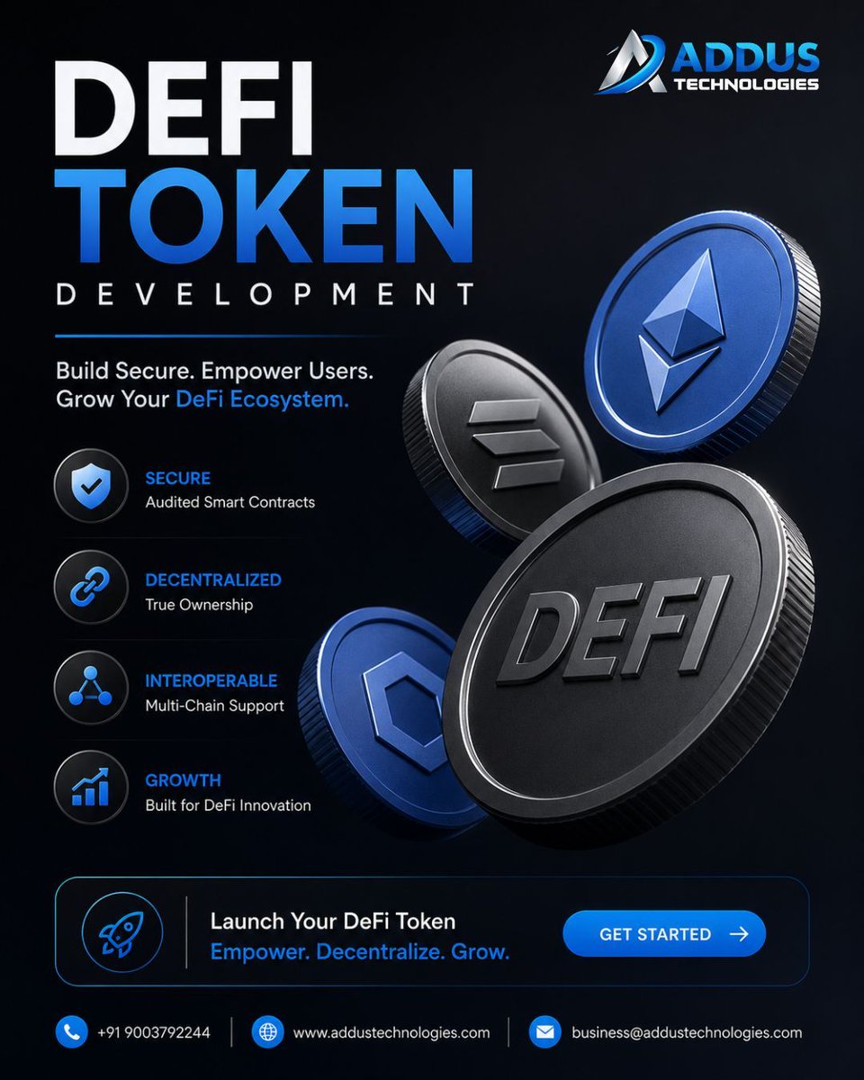 addustech's tweet photo. DeFi tokens are the foundation of decentralized finance ecosystems, enabling secure transactions, governance, staking, rewards, and digital asset management.
To Know More >> https://t.co/nMcavjSY8U
#defitokendevelopment #defitoken #defidevelopment #tokendevelopment #blockchain https://t.co/RgfcKuLDIz